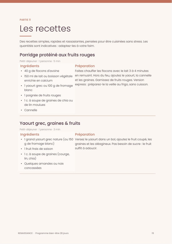 Aperçu de la page : Les recettes