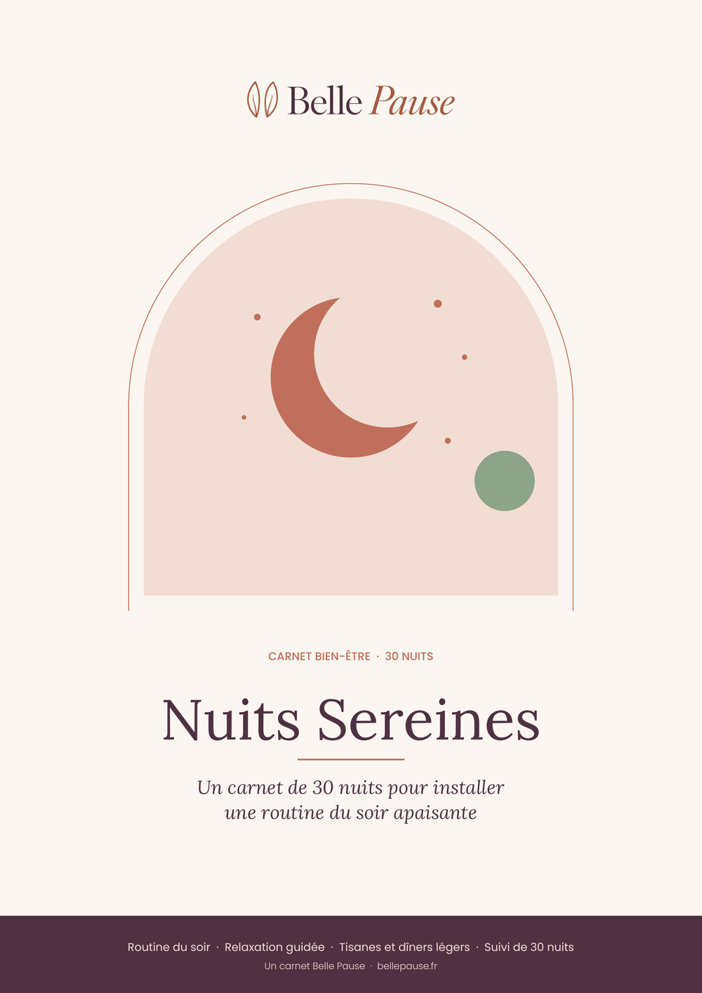 Couverture du carnet Nuits Sereines, 30 nuits pour une routine du soir apaisante, Belle Pause